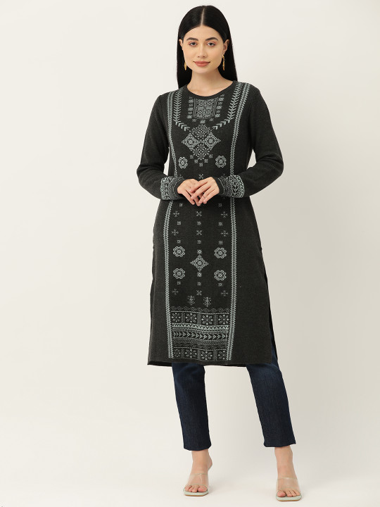 American Eye Woven Designed Straight Acrylic Kurta