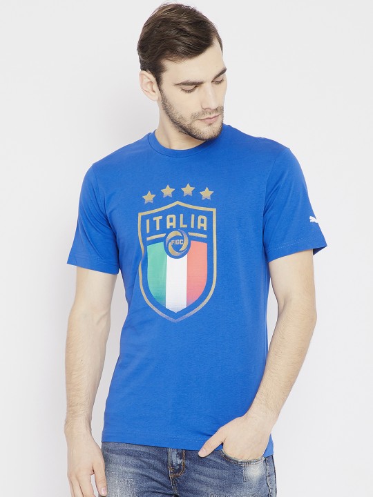 Men Blue Printed FIGC Italia Badge Tee T-shirt XL