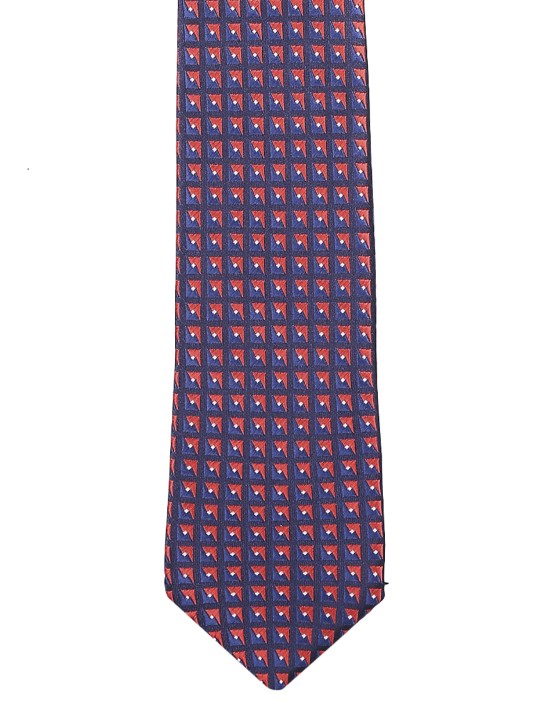Red & Blue Printed Broad Tie