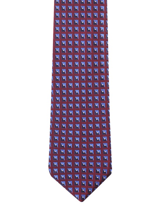 Blue & Maroon Printed Broad Tie