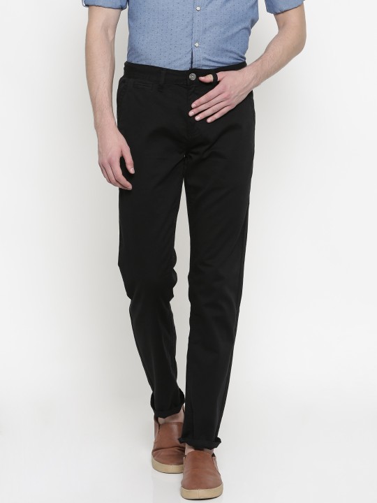 Men Black Comfort Slim Fit Solid Chinos 28