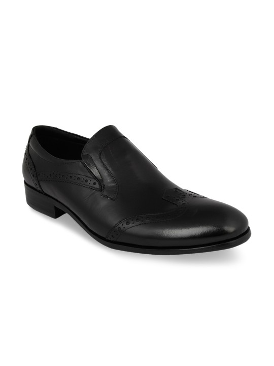 Men Black Leather Brogues 6.5
