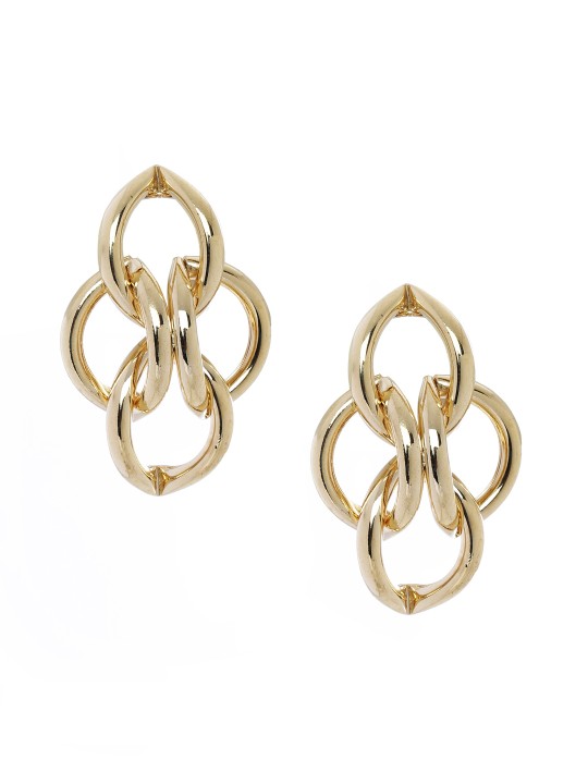 Gold-Toned Contemporary Drop Earrings