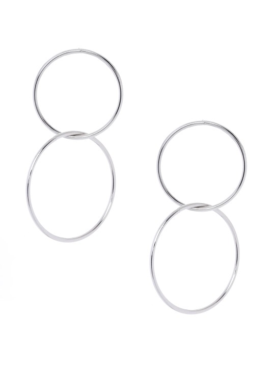 Silver-Toned Geometric Drop Earrings