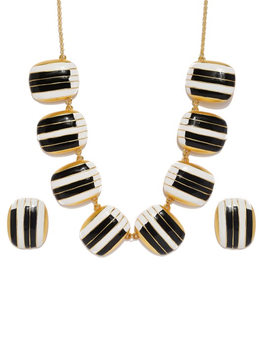 By Nitya Black White Gold-Toned Jewellery Set