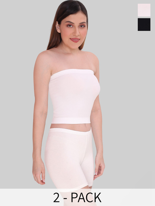 PLUMBURY Pack Of 2 Seamless Tube Camisoles