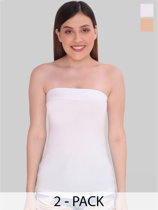 PLUMBURY Pack Of 2 Strapless Tube Camisoles