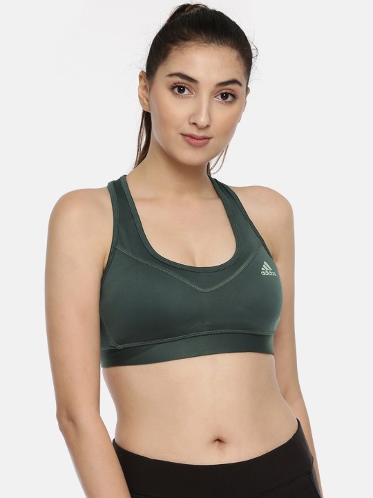 Grey Solid Non-Wired Lightly Padded Sports Bra CZ3917 M