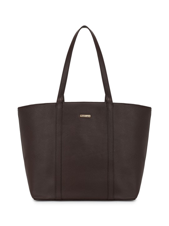 Women Brown Solid Essential Tote deal from myntra