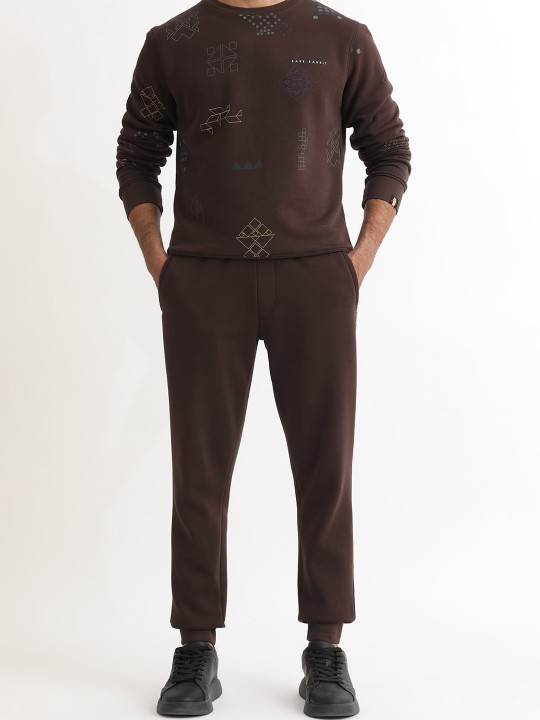 RARE RABBIT Men Brown Plain Regular Fit Track Pant