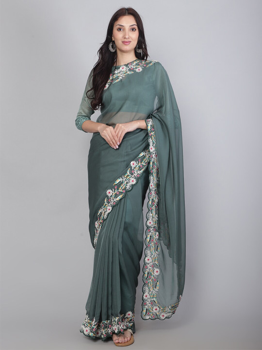 VAIRAGEE Embroidered Organza Saree