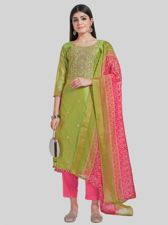 TAVAS Ethnic Motifs Embroidered Unstitched Dress Material