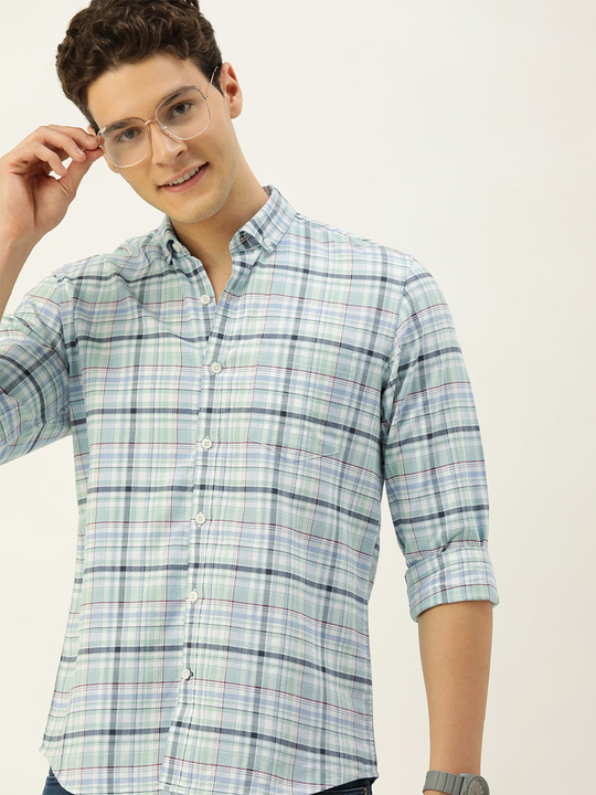 Mast & Harbour Men Standard Opaque Checked Casual Cotton Shirt