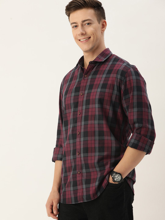 Mast & Harbour Men Standard Opaque Checked Casual Shirt