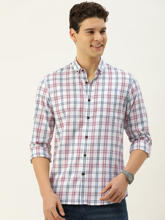 Mast & Harbour Men Standard Opaque Checked Casual Cotton Shirt