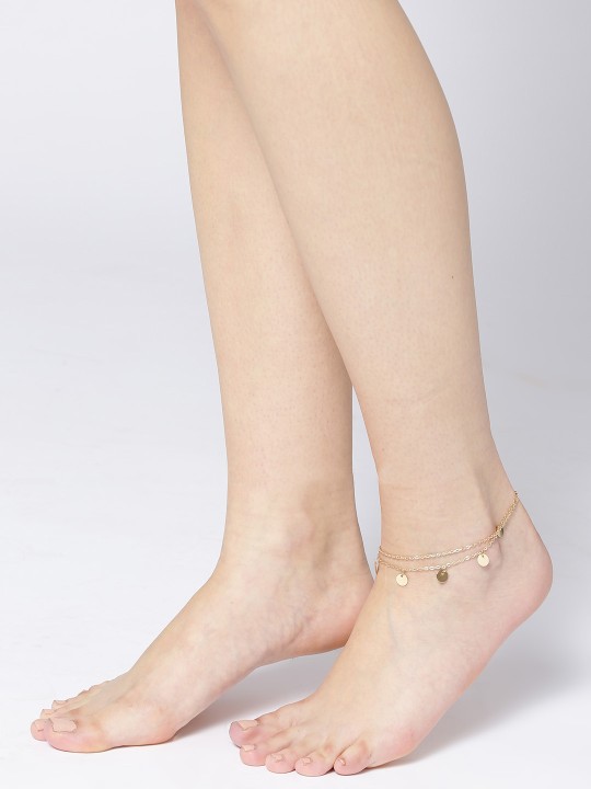 Women Gold-Toned Dual-Stranded Charm Anklet