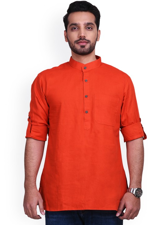 Men Red Solid Straight Kurta S