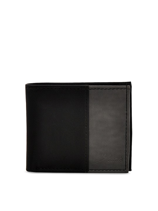 Men Grey & Black Solid Two Fold Wallet