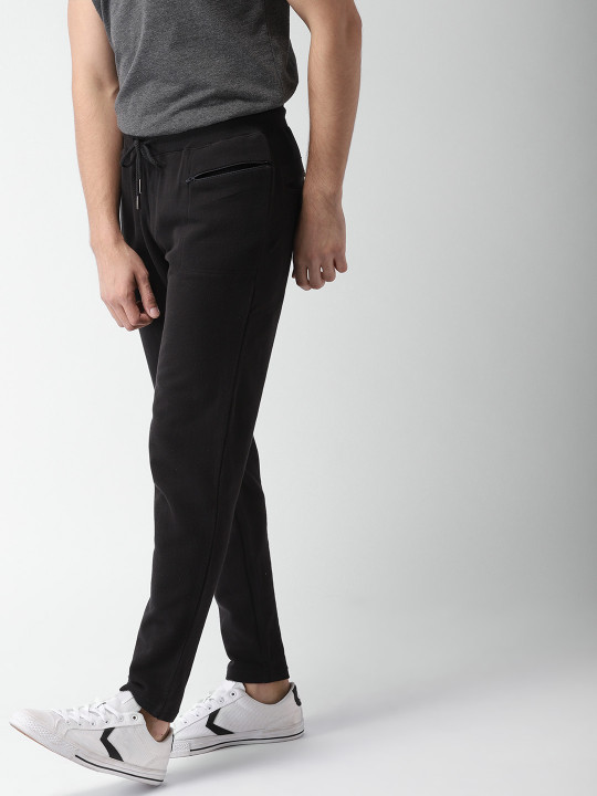 Mast & Harbour Men Black Regular Fit Solid Track pants