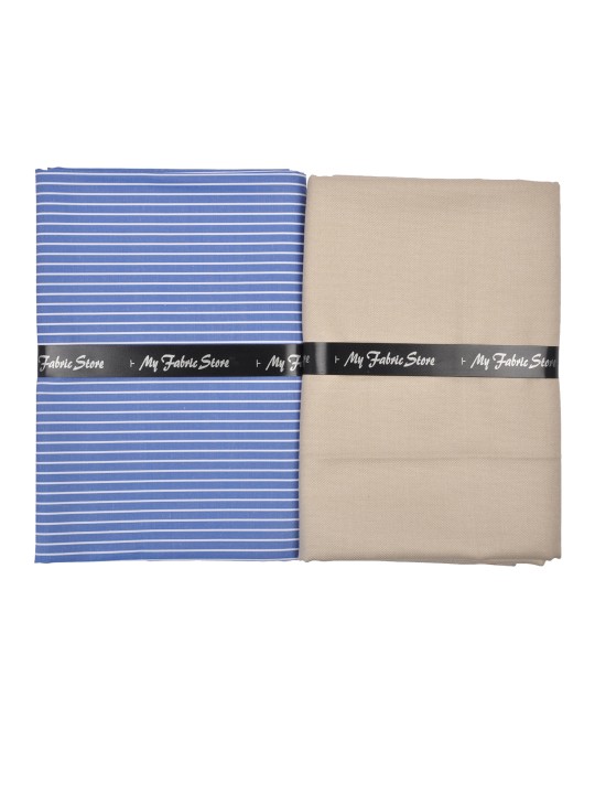 Men Blue & Grey Shirt & Trouser Clothing Fabric Set
