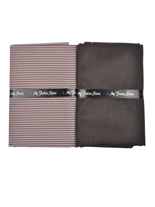 Men Brown & Beige Shirt & Trouser Clothing Fabric Set