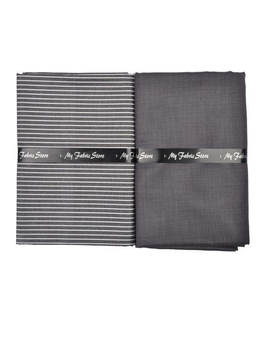 Men Grey Shirt & Trouser Clothing Fabric Set