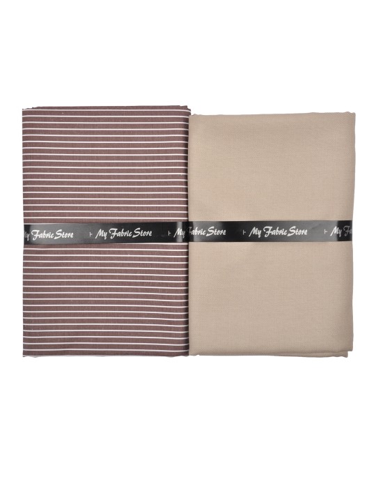 Men Brown & Beige Shirt & Trouser Clothing Fabric Set
