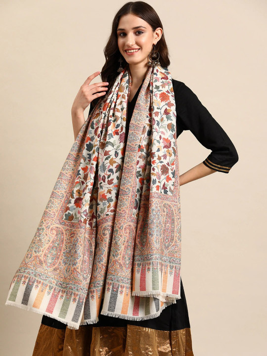 Sangria Woven-Design Shawl