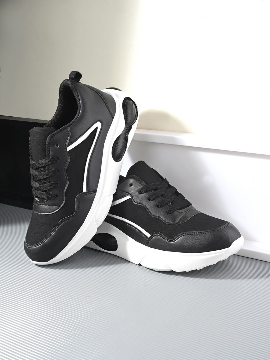 Roadster The Lifestyle Co. Women Black & White Textured Comfort Insole Sneakers