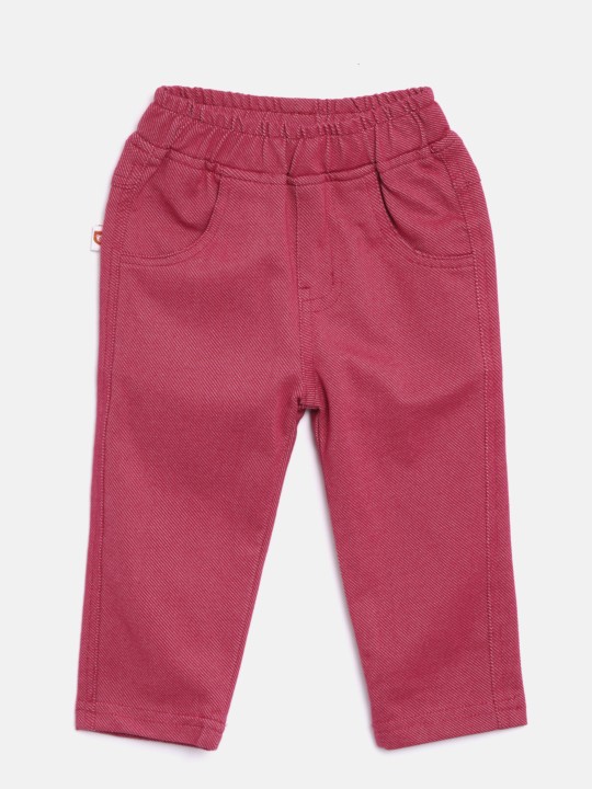 Girls Pink Regular Fit Self Design Regular Trousers 3-6M -  328