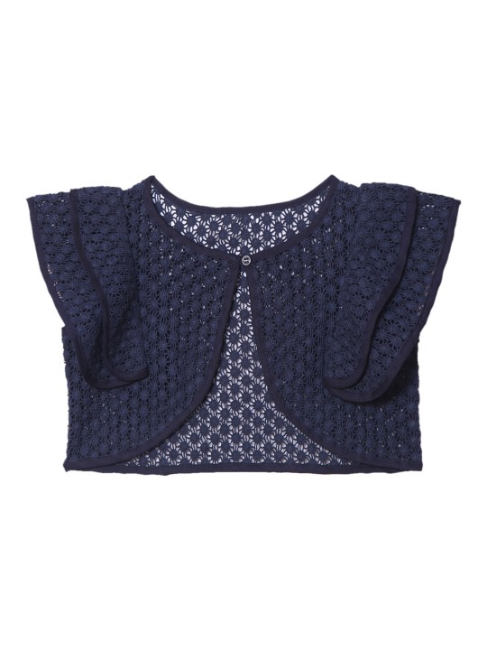 Blue Solid Button Shrug 8-9Y