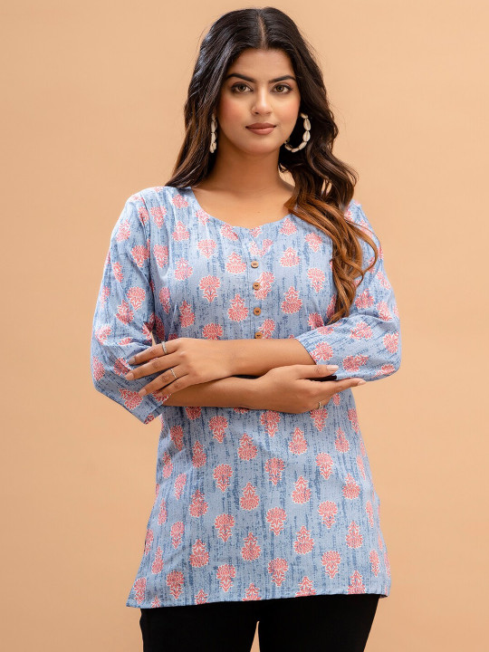 FERANOID Floral Printed Pure Cotton Kurti