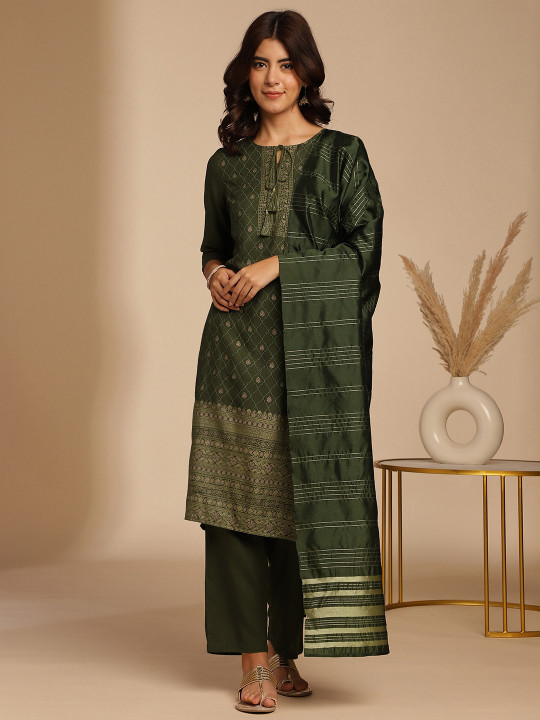 Anouk Printed Kurta with Trousers & Dupatta