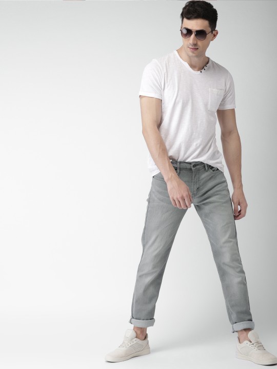 Buy Men Grey Slim Fit Mid-Rise Clean Look Stretchable Jeans 42 Online ...