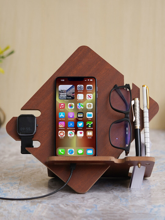 Artisyn Brown Bhai Multi Utility Wooden Desk Organizer