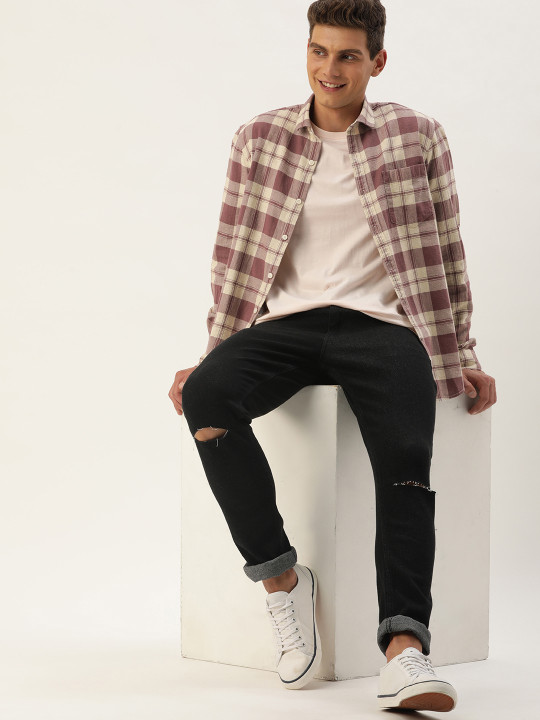 Mast & Harbour Men Standard Tartan Checked Cotton Casual Shirt