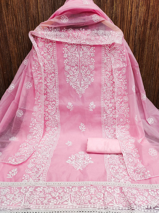 MANVAA Floral Embroidered Unstitched Dress Material