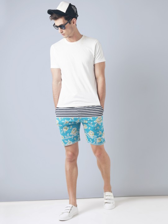 Men Grey Melange Printed Regular Fit Shorts 30