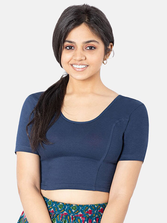 NAIDU HALL Cotton Knitted Saree Blouse