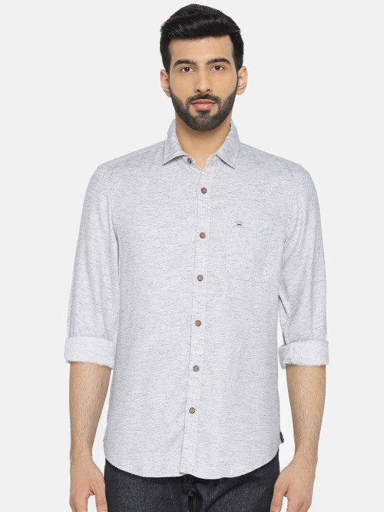 Men Grey Slim Fit Solid Casual Shirt 42