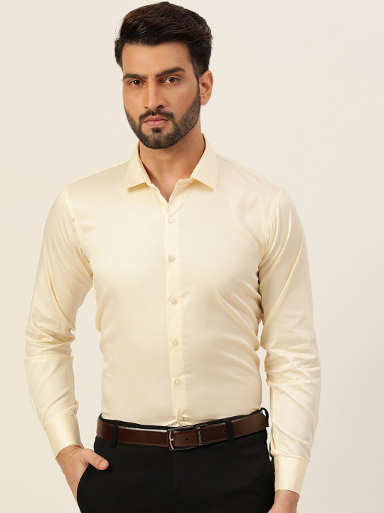 JAVINISHKA India Slim Spread Collar Pure Cotton Slim Fit Formal Shirt