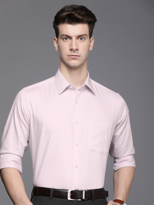 Raymond Self Design Checked Slim Fit Pure Cotton Formal Shirt