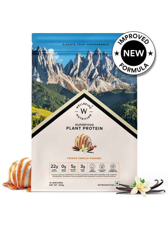Wellbeing Nutrition Vanilla Caramel Organic Vegan 3B CFU Probiotics Protein Isolate 500g