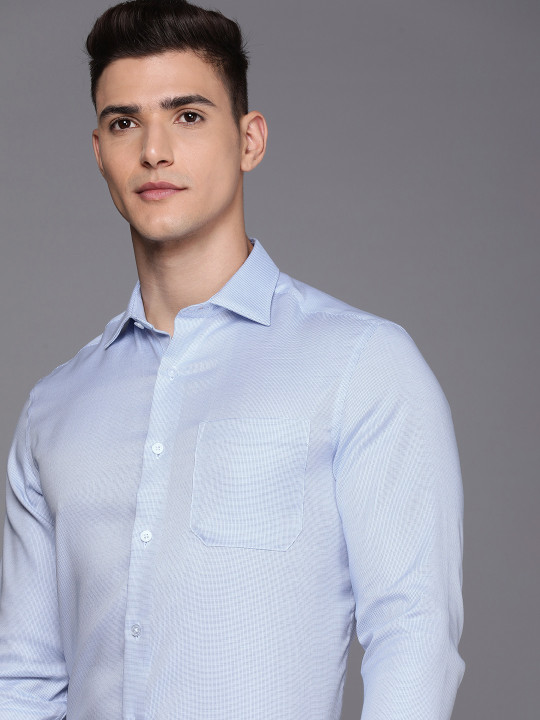 Louis Philippe Pure Cotton Self Design Classic Fit Textured Formal Shirt