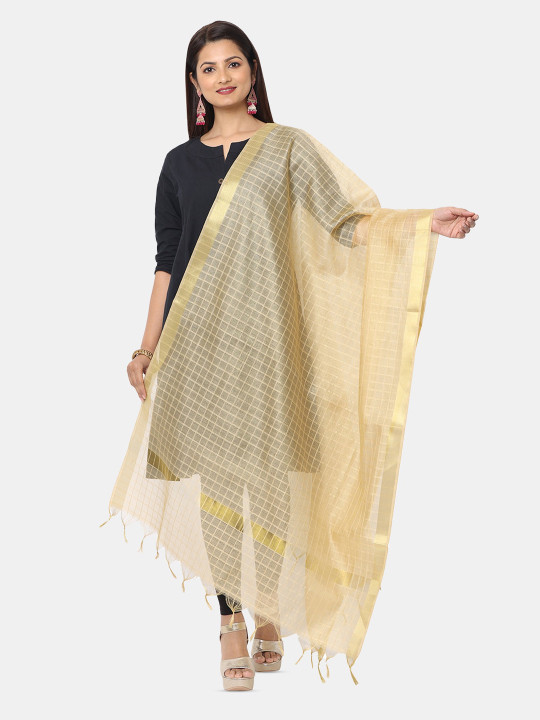 HELLA FASHIONS Checked Silk Dupatta