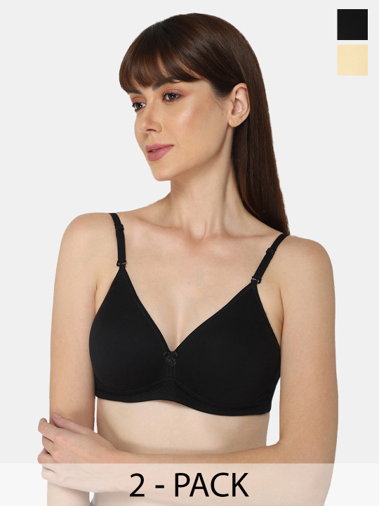 intimacy LINGERIE Pack of 2 Everyday Cotton Bra Medium Coverage Lightly Padded