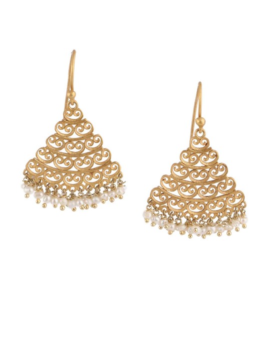 Gold-Toned Triangular Handcrafted Jhumkas