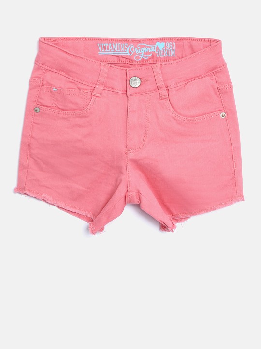 Girls Pink Solid Hot Pants 7-8Y -  399