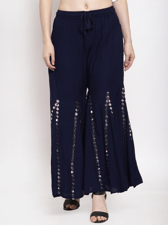 Trend Level Women Embellished Flared Palazzos
