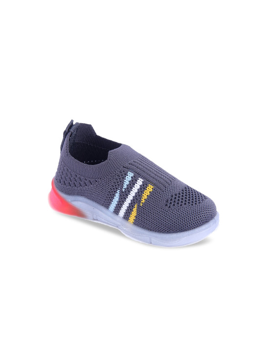 NEOBABY Kids Striped First Walking LED Lightweight Slip-On Sneakers